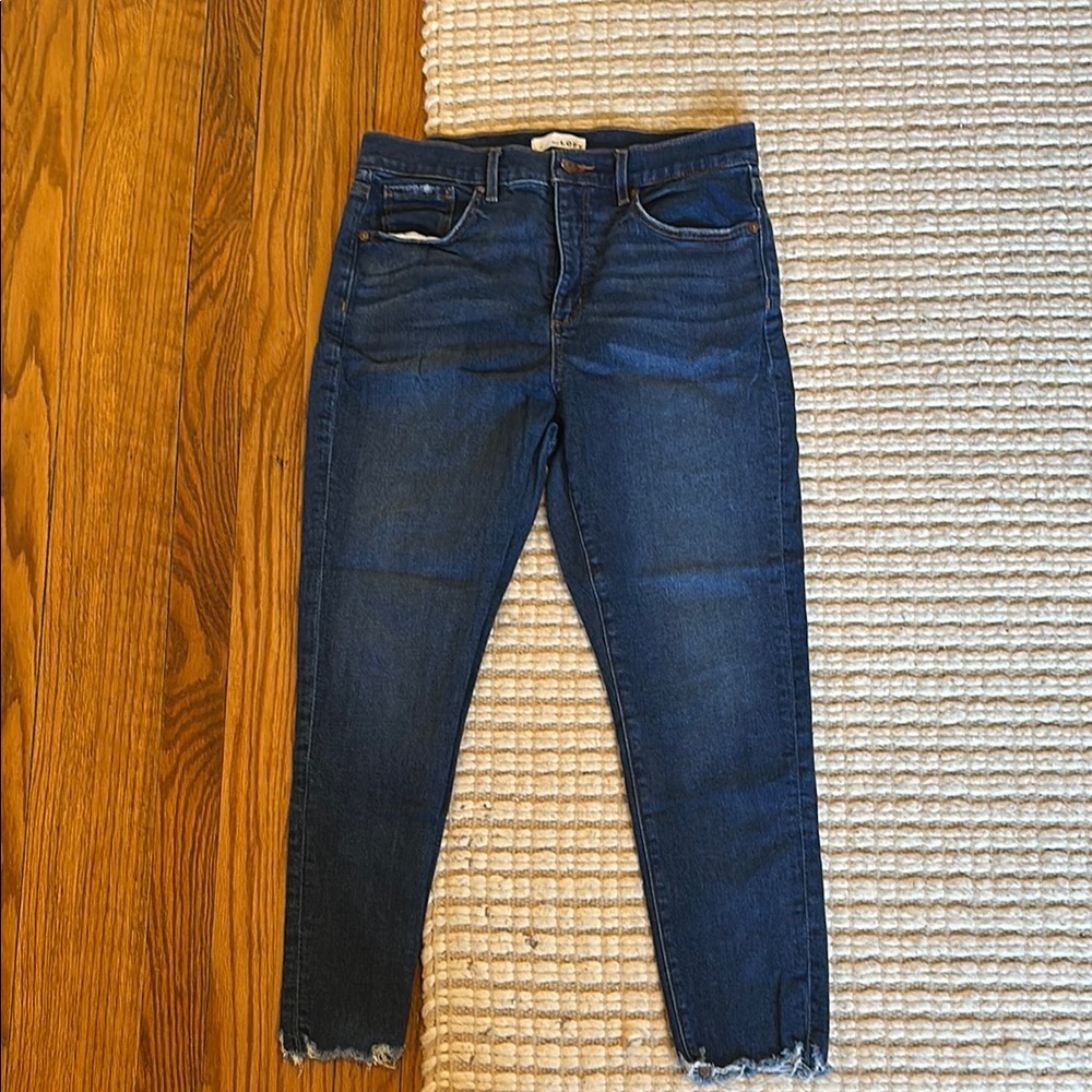 LOFT Skinny High Rise, Chewed Hem Dark Blue Denim Jeans | 10P like new